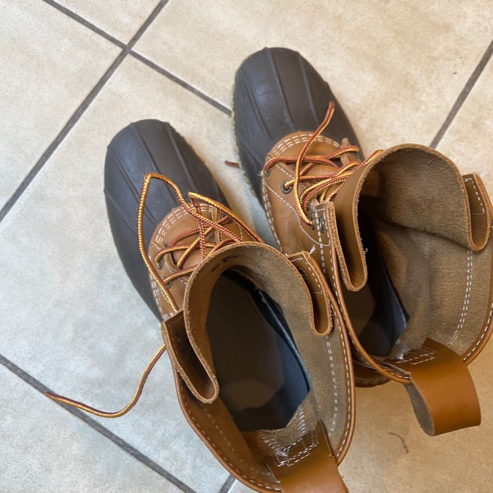 L.L Bean Classic * Duck Boots Brown Tan Leather Winter Boots Sz 9 Mens - Picture 2 of 3